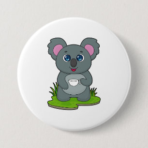 Koala mit Kaffeetasse Button