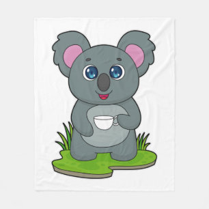 Koala mit Kaffeetasse Fleecedecke