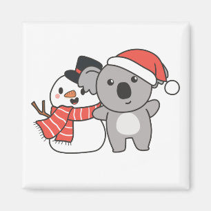 Koala mit Schneemann im Winter für Weihnachtsmagne Magnet