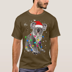 Koala mit Weihnachtslicht Weihnachtstiere Koal T-Shirt