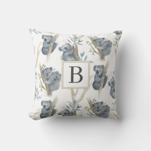 Koala-Monogramm-Kissen für Baby-Nursery in neutral Kissen
