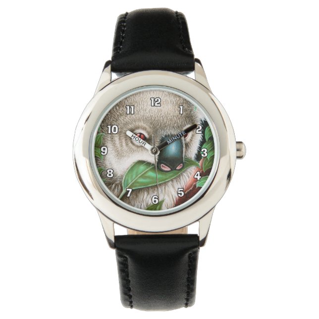 Koala Munching a leaf Kids Watch Armbanduhr (Vorderseite)