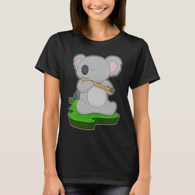 Koala Musician Flute Music T-Shirt (Vorderseite)