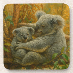 Koala Mutter und Joey im Herbst Canopy Getränkeuntersetzer