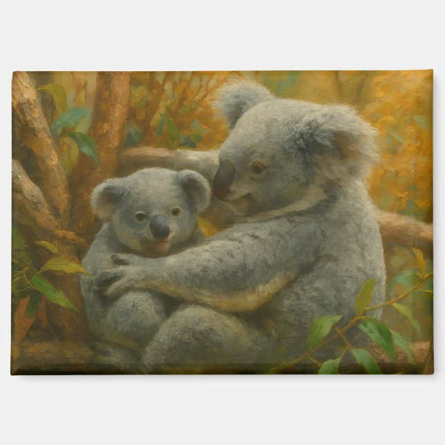 Koala Mutter und Joey im Herbst Canopy Magnet (Vorderseite)