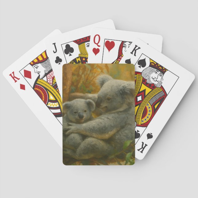 Koala Mutter und Joey im Herbst Canopy Spielkarten (Rückseite)