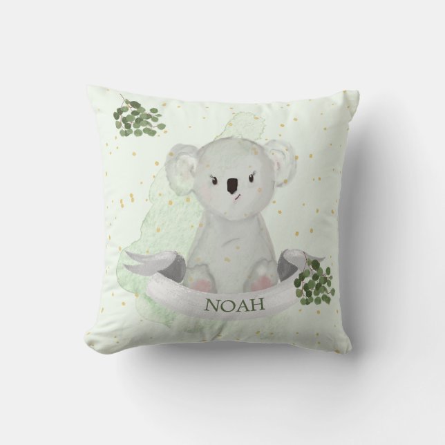 Koala Niedlich Baby Animal Green Gum Blätter Kinde Kissen (Vorderseite)