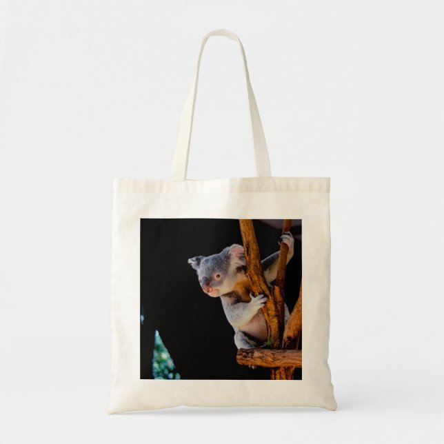 Koala Niedlich in Tree Gray Tragetasche (Vorne)