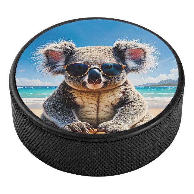 Koala on a sandy beach  eishockey puck (3/4)