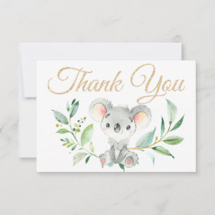 Koala or et Merci de Baby shower Eucalyptus