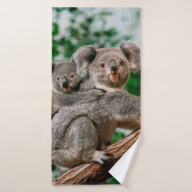 Koala, Phascolarctos cinereus, Frauen, die dich tr Badehandtuch (Badehandtuch)