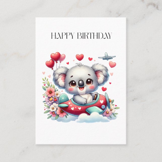 Koala-Pilot-Geburtstag Visitenkarte (Vorderseite)