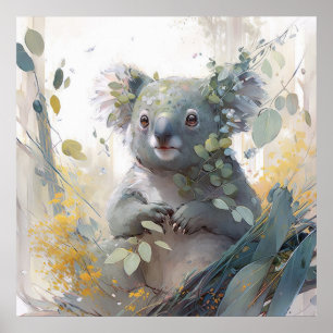 Koala Portrait Tiermalerei Natur im Freien Poster