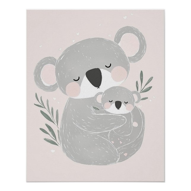 Koala Print Kinderzimmer, Kids Room Wall Art Art A Poster (Vorderseite)