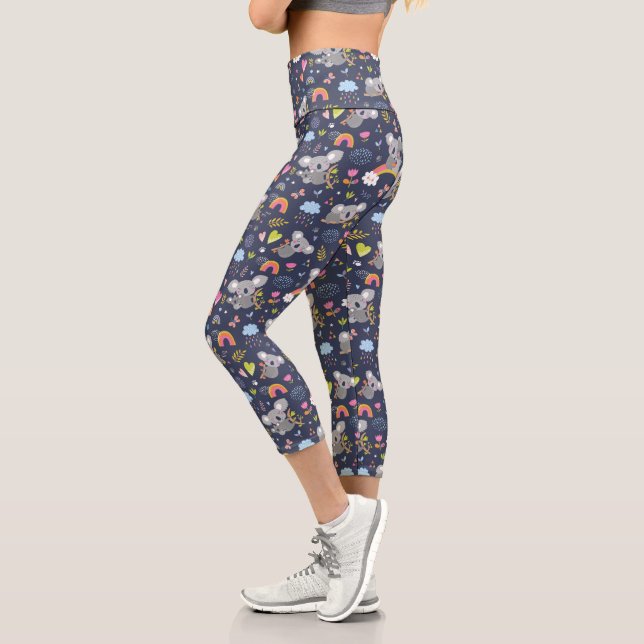 Koala Rainbow Liebe Pattern Capri Leggings (Links)