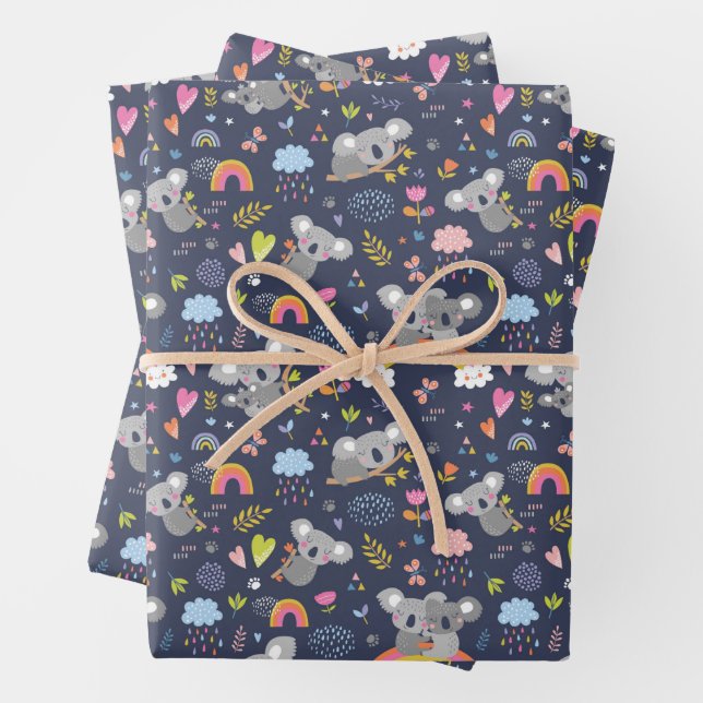 Koala Rainbow Liebe Pattern Geschenkpapier Set (Beispiel)