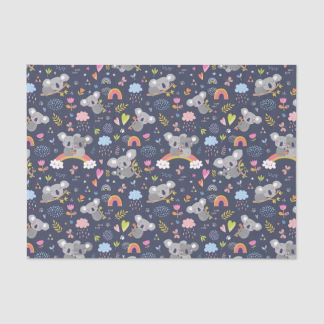 Koala Rainbow Liebe Pattern Seidenpapier (Vorderseite)