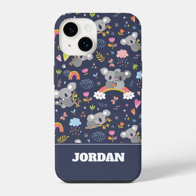 Koala Regenbogen-Liebesmuster iPhone 14 Hülle (Rückseite)