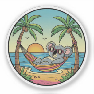 Koala Relaxen am Strand Hammock - Tropical Vacatio Aufkleber