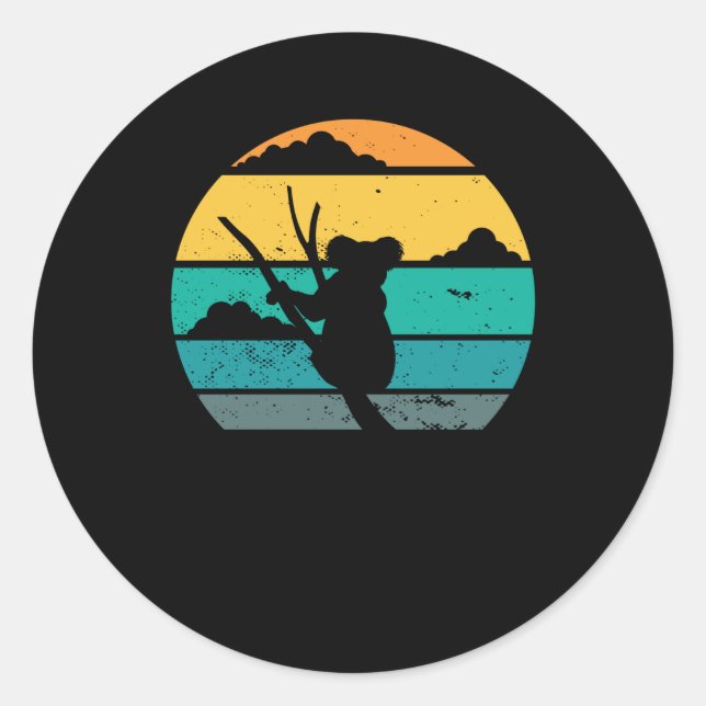 Koala Retro Style | Koala Bear Gift Runder Aufkleber (Vorderseite)