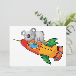 Koala schlafen bei einer farbenfrohen Rakete Einladung