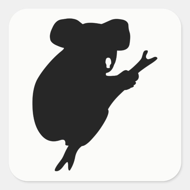 Koala Silhouette Quadratischer Aufkleber (Vorderseite)