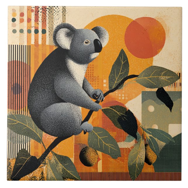 Koala sitzt in einem Baum Fliese (Vorderseite)
