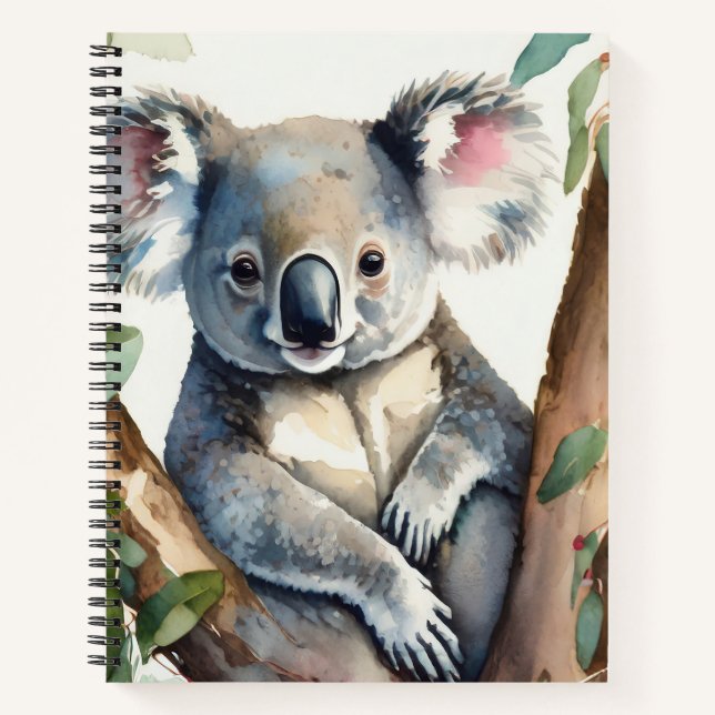 Koala sitzt in einem Eukalyptusbaum Notizbuch (Vorderseite)