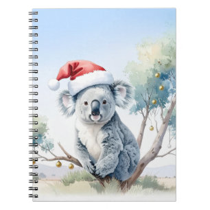 Koala sitzt in einem Kaugummi-Baum Frohe Weihnacht Notizblock