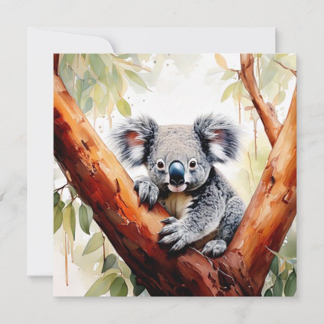 Koala sitzt in einem Kaugummi Karte (Vorderseite)