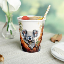 Koala sitzt in einem Kaugummi Pappbecher