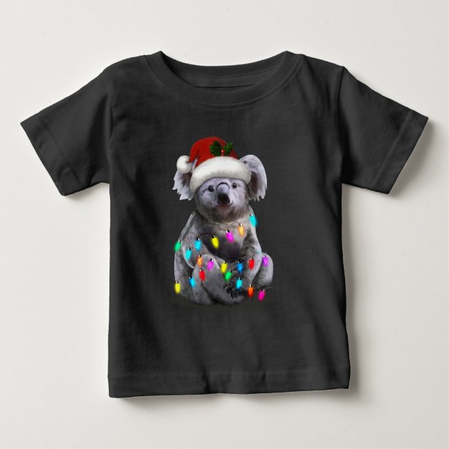 Koala sitzt mit Weihnachten Weihnachten Weihnachte Baby T-shirt (Vorderseite)