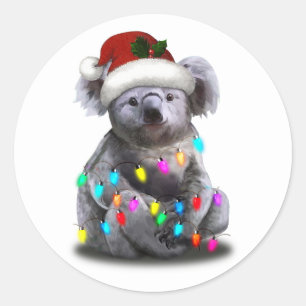 Koala sitzt mit Weihnachten Weihnachten Weihnachte Runder Aufkleber
