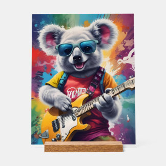 Koala spielt Gitarre, Rock Graffiti Acrylschild