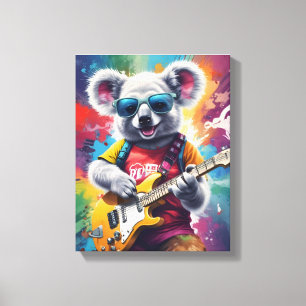 Koala spielt Gitarre, Rock Graffiti Leinwanddruck
