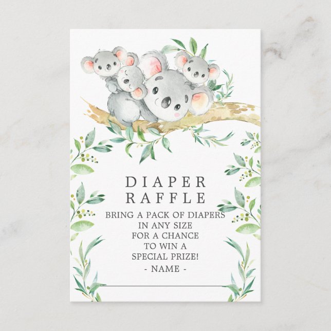 Koala Triplets Baby Duschkabine Windelwanne Ticket Begleitkarte (Vorderseite)
