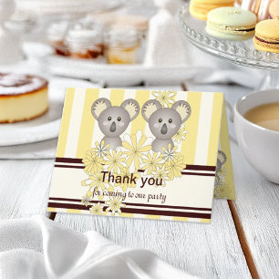 Koala Twin Anniversaire / Carte de remerciements d