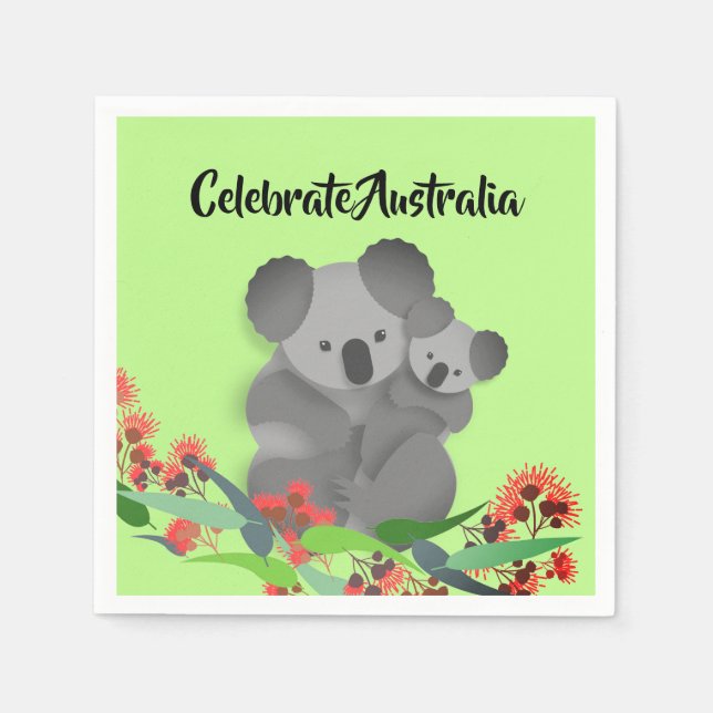 Koala und Joey Serviette (Vorderseite)