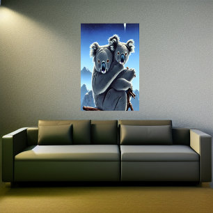 Koala und Kind im schneebedeckten Berg   Art der A Poster