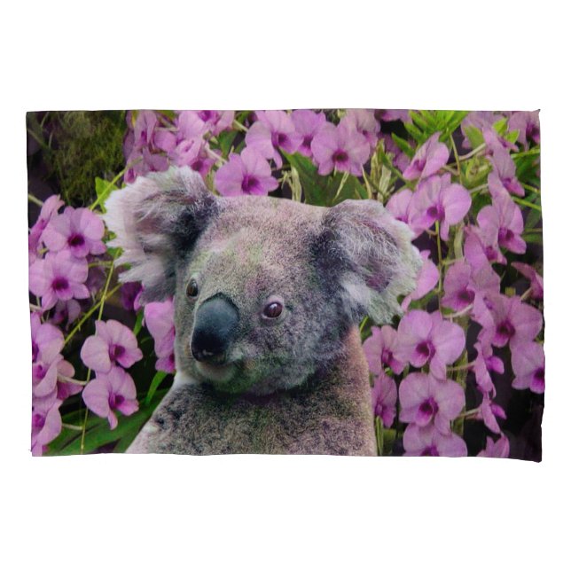 Koala und Orchideen Kissenbezug (Vorderseite)