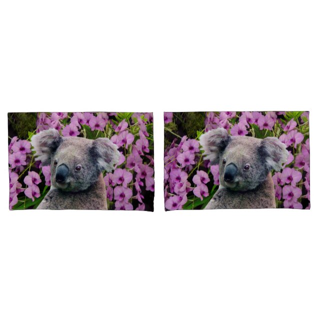 Koala und Orchideen Kissenbezug (Vorderseite-Set)