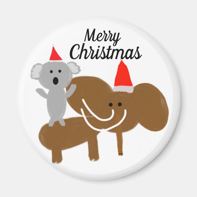 Koala und Wollmammut Weihnachten Magnet (Vorne)