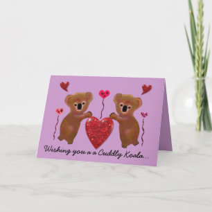 Koala Valentine Hearts Cards Feiertagskarte