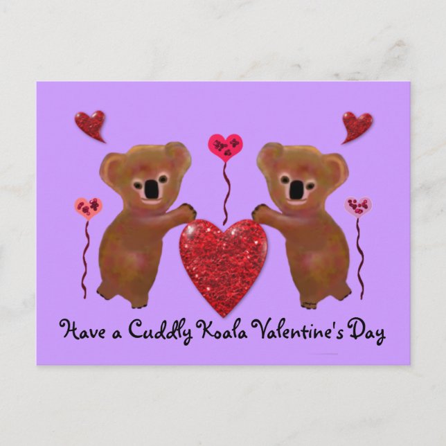 Koala Valentine Hearts Postkarten (Vorderseite)
