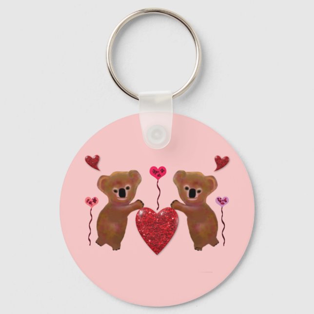 Koala Valentine Hearts Schlüsselanhängers Schlüsselanhänger (Vorderseite)
