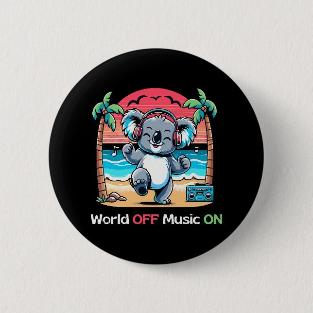 Koala vibbt am Strand Button (Vorderseite)