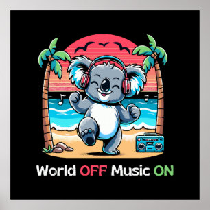 Koala Vibing am Strand Poster