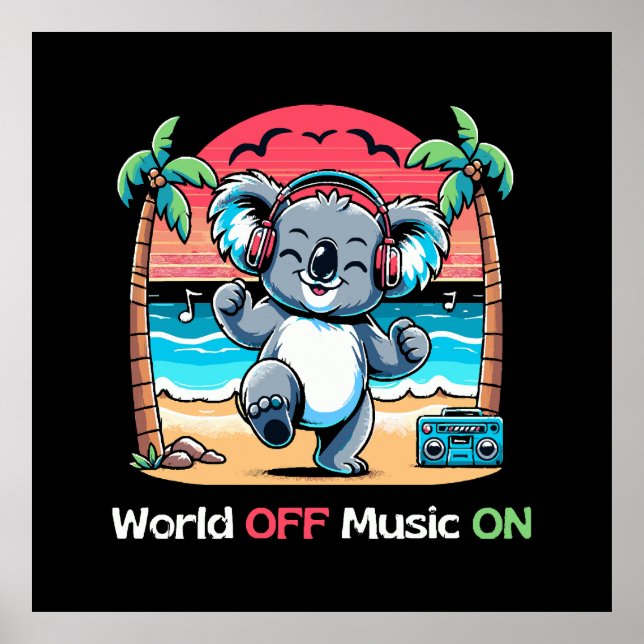 Koala Vibing am Strand Poster (Vorne)