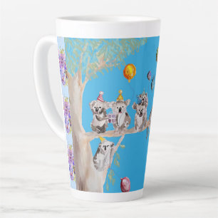 Koala Watercolor Blue Geburtstagsparty Latte Tasse