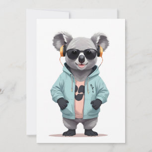 Koala Wearing Hoodie Funny Cooles Tierzeichen Einladung
